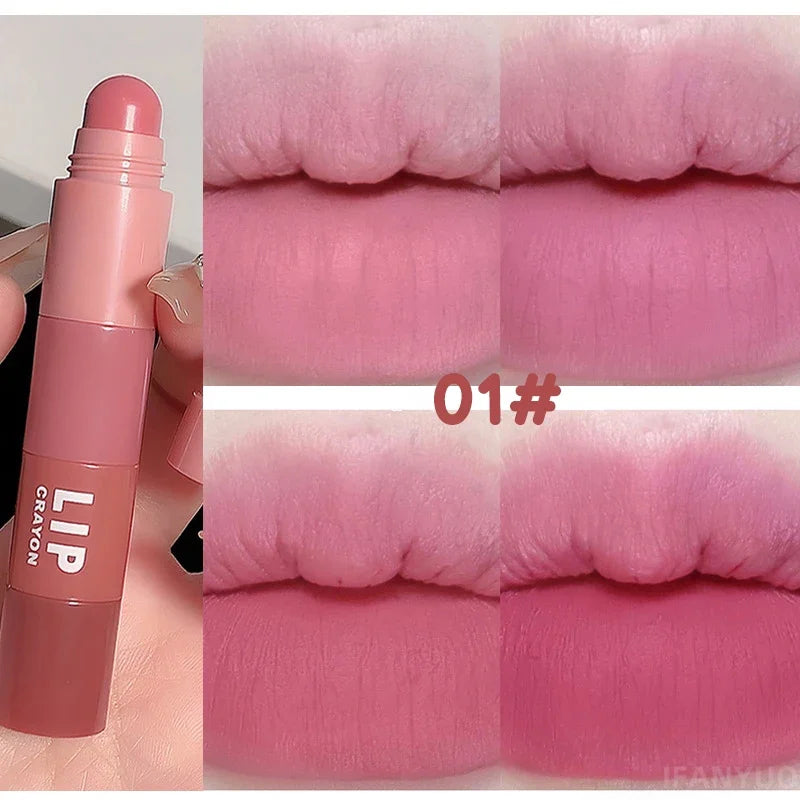 4pc/set Lipstick Korean Girl Group Crayon Lipstick Long Lasting Matte Lip Makeup Tint Easy To Color Sexy Waterproof Lipgross